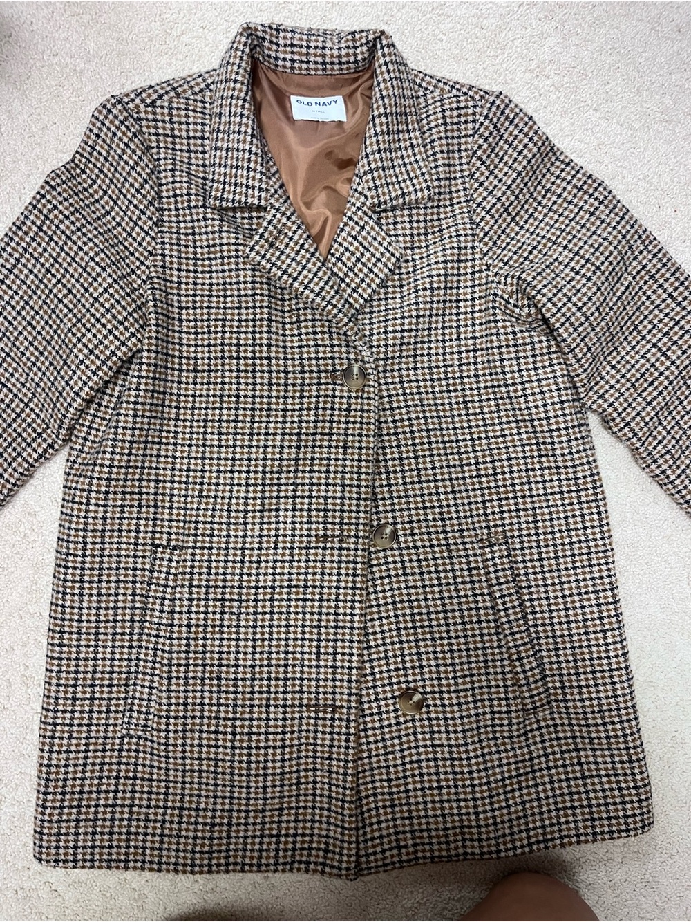 Old Navy Brown & Cream Houndstooth Blazer Jacket